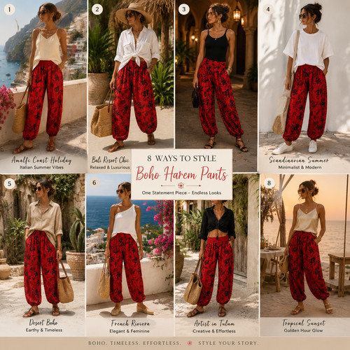 Boho haremshose viskose rot - haremshose,