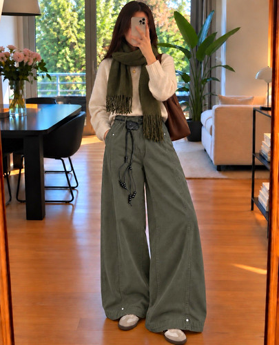 Damen hose grün wide - grün,